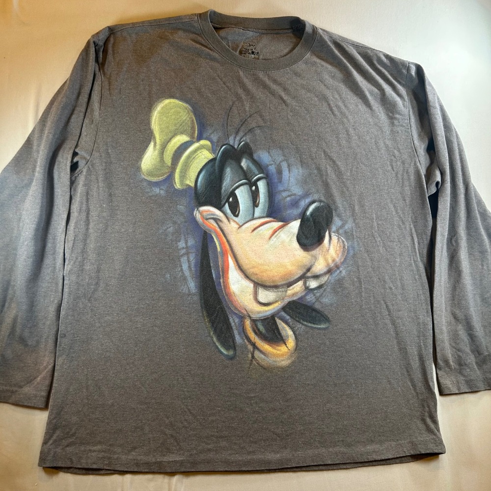 Disney Store Goofy Graphic Long Sleeve T-Shirt Gray Mens XL H5712M0011